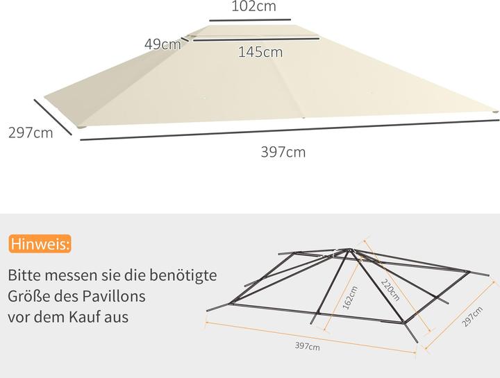 Actual product image Outsunny Pavilion roof with upper ventilation opening (397 cm, 297 cm)