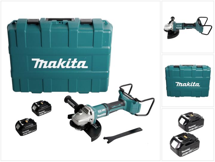 Makita DGA 900 MKX2 Akku Winkelschleifer 36V ( 2x18V ) 230mm Brushless + 2x Akku 4,0Ah + Ezynut + (230 mm)
