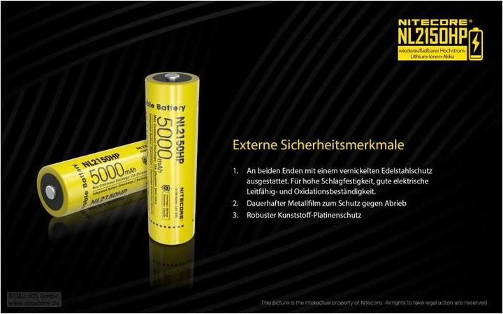 Produktbild Nitecore Li-Ion Akku Typ 21700 - 5000mAh - NL2150HP