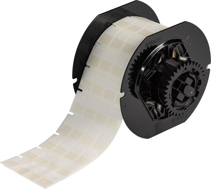 Actual product image Brady B33-80-417, self-laminating vinyl, white/transparent, 12.70 x 9.53(19.05) mm, permanent