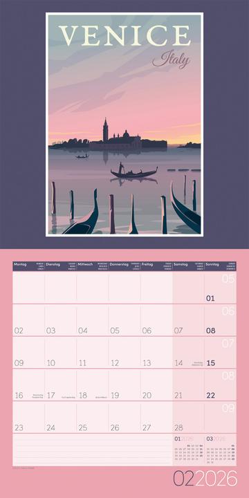 Produktbild Vintage Voyage - Reiseposter - Kalender 2026 - 30x30 (30 x 30 cm, Harter Einband, Deutsch, Französisch, Englisch)