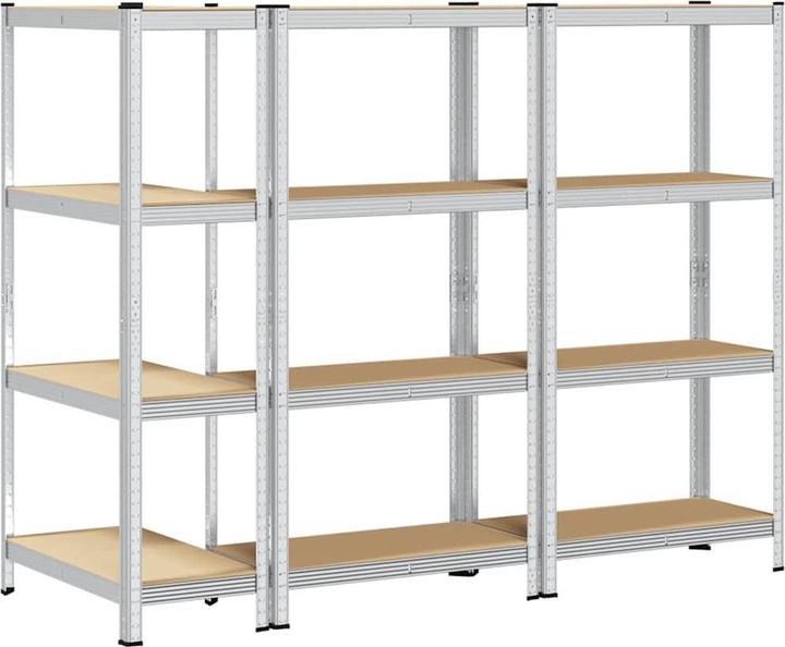 Immagine prodotto VidaXL Scaffale portaoggetti con 4 ripiani 3 pezzi in acciaio argentato e legno
