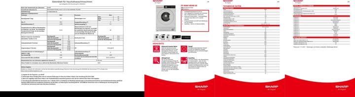 Nährwerte und Zutaten Sharp ES-NIB814BWNA (8 kg, Links)