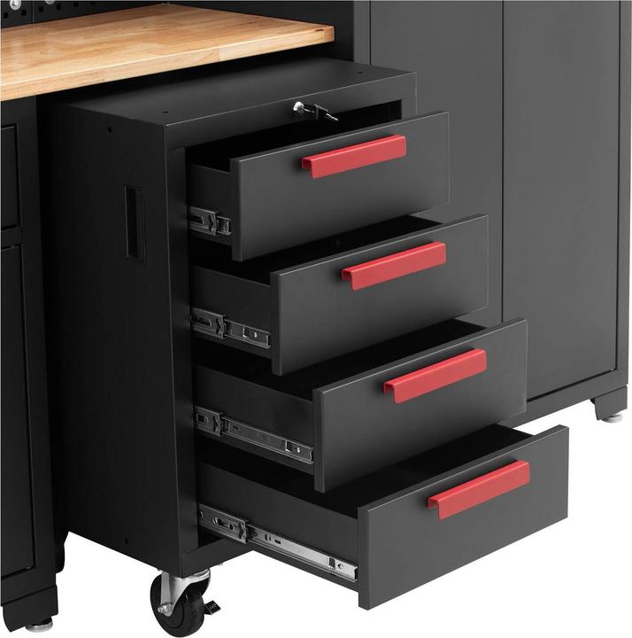 Actual product image MSW Tool Cabinet - modular - 120.3 x 42.7 x 2.5 cm top - perforated wall - roller container - lockable (19 cm, 4.90 cm)