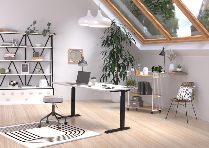 Actual product image Germania DOWNEY height-adjustable desk cashmere rectangular, C-leg frame black 160.0 x 8 (160 x 68 cm)