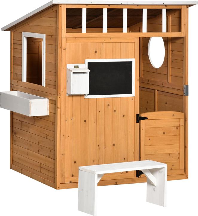 Outsunny Kinderspielhaus Tannenholz Naturholz