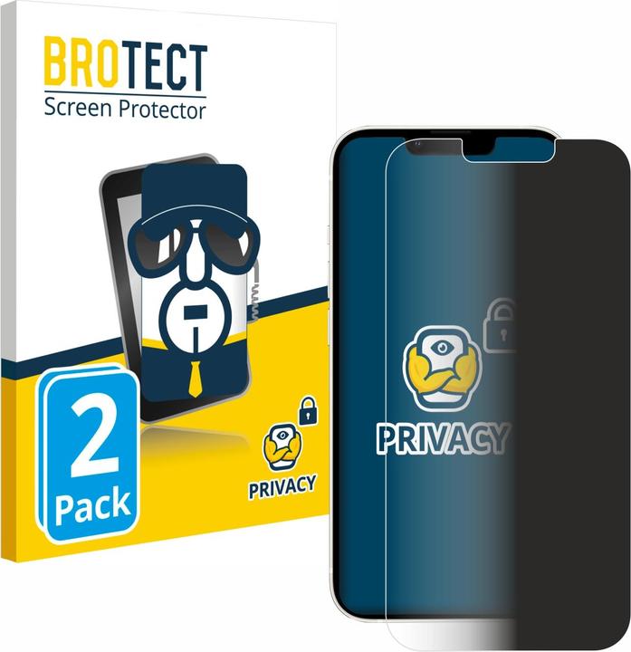 Productafbeelding BROTECT Anti-spionnetje privacyfolie Beschermfolie tegen blauw licht (2 Stuk, Apple iPhone 13)