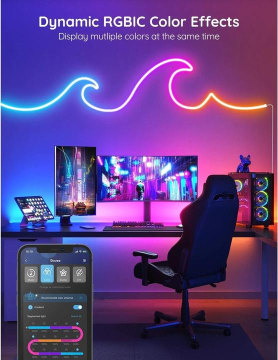 Produktbild Govee RGBIC Neon Rope Light (Mehrfarbig, 200 cm, Indoor)