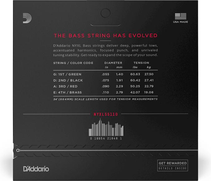 Produktbild D'Addario NYXL Bass 55110 (4 x, Gitarre, 0.06")