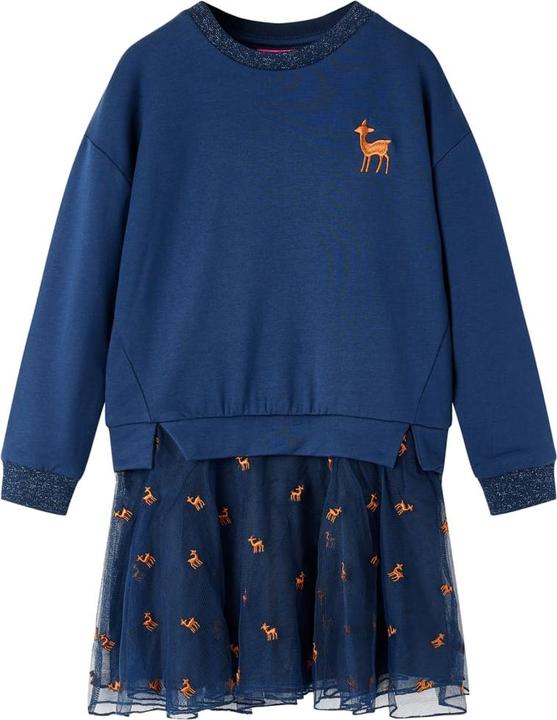 Produktbild VidaXL Kinderkleid mit Langen Ärmeln Marineblau 116,Material: 95 (116)