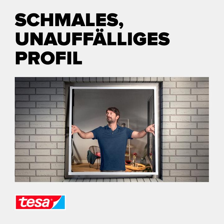 Produktbild tesa FALT Insektenschutz für Fenster, grössenverstellbarer Alu-Rahmen, faltbar (140 x 140 cm)