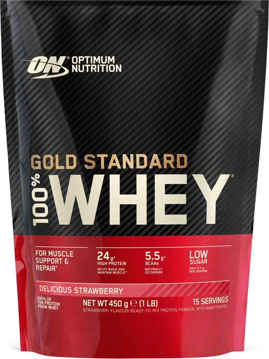 Actual product image Optimum Nutrition 100% Whey Gold Standard (Strawberry, 1 pcs., 450 g)
