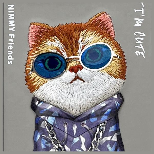 Actual product image Nimmy case iPhone 16 Pro 6.3" gray Glasses Cool Cat (Apple iPhone 16 Pro)