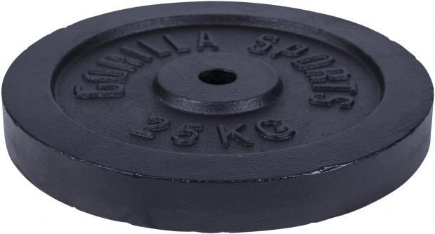 Image du produit Gorilla Sports Plaque de poids en fonte noire 1,25-15 KG (1 x 25 kg)