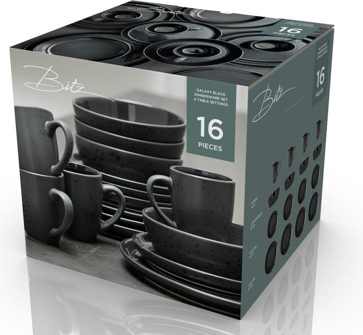 Actual product image Bitz Tableware set 16 pieces Galaxy Black stoneware (1 Piece)