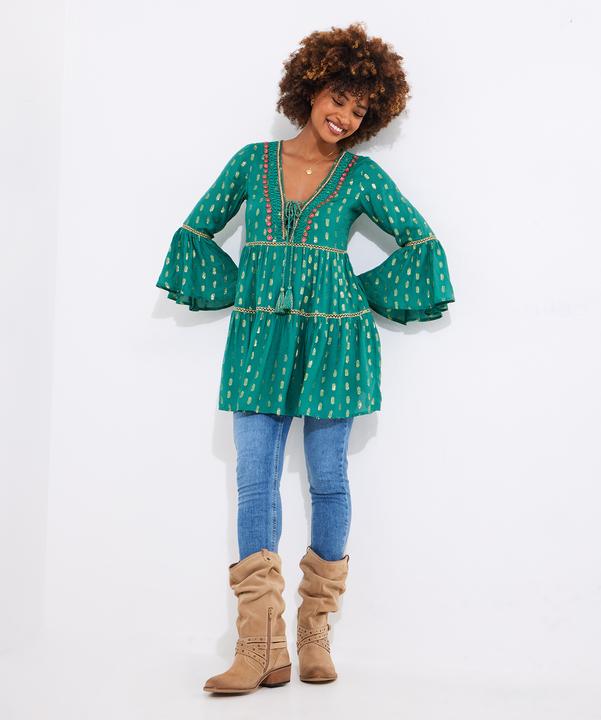 Actual product image Joe Browns Tiered Beaded Boho Mini Dress (42)