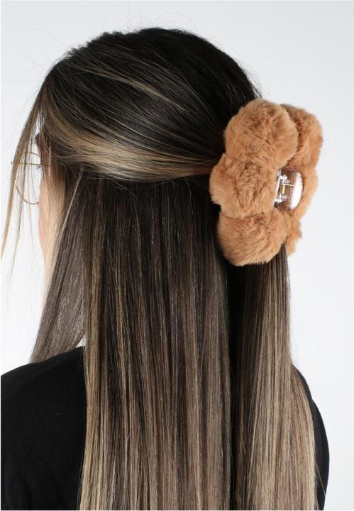 Produktbild Trisa Hair - Fake Fur Hair Clip Pompoms Brown (1 Stk.)