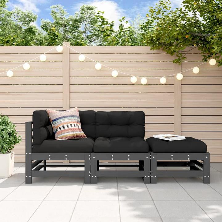 Image du produit VidaXL 3-tlg. Garten-Lounge-Set Grau Massivholz Kiefer,Farbe