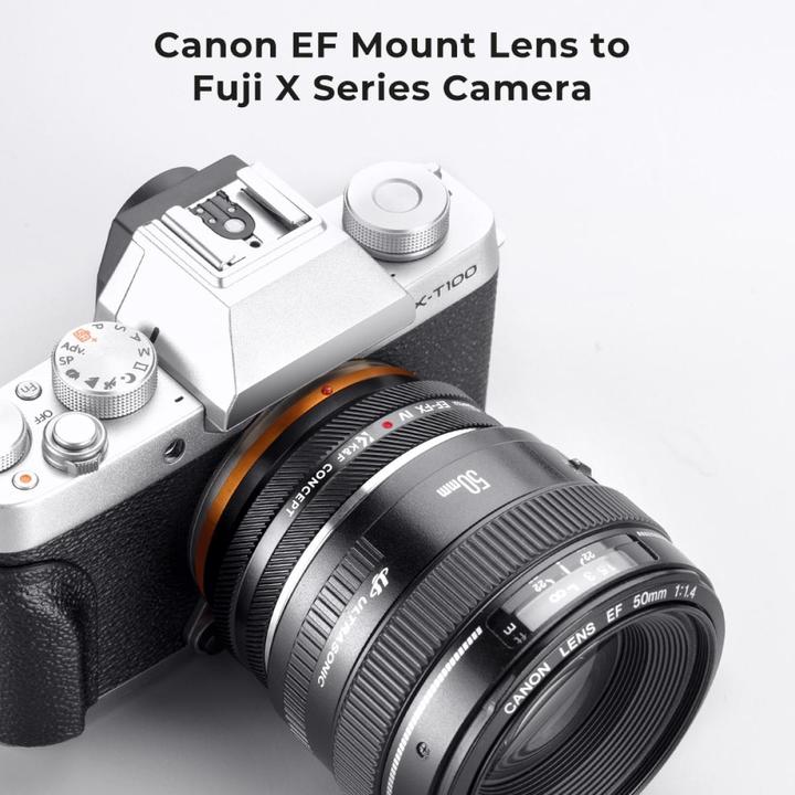 Actual product image K&F Concept High Precision lens adapter, matte paint, orange, EF-FX IV PRO