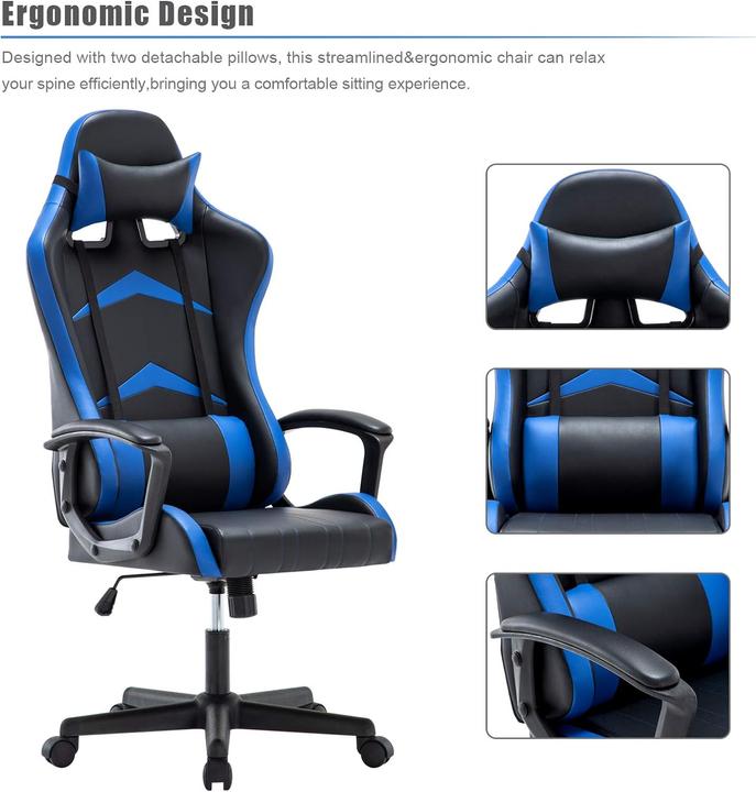 Image du produit IWMH Chaise de bureau avec coussin de tête et coussin lombaire