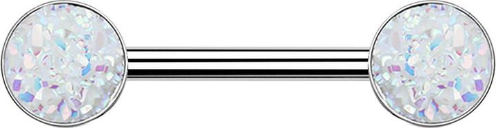 Produktbild Star Piercing Barbell silber mit Druse Stein weiss (Chirurgenstahl 316L, ohne Messing)