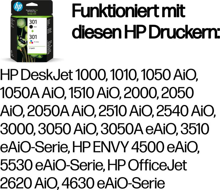 Actual product image HP 301 2-pack (M, C, Y, FC)