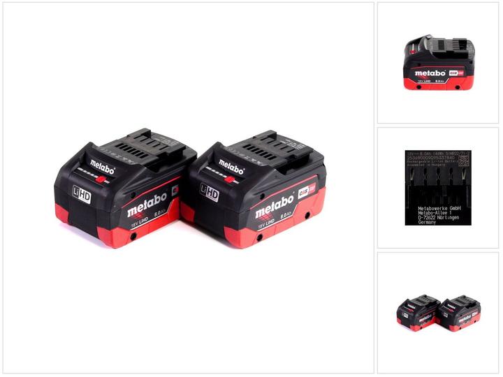 Immagine prodotto Metabo Set di batterie 18V con 2 batterie LiHD 8.0Ah ( 625592000 ) (18 V)