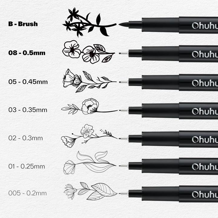 Image du produit Ohuhu Crayons à dessin Feinliner (Multicolore, 18 x)