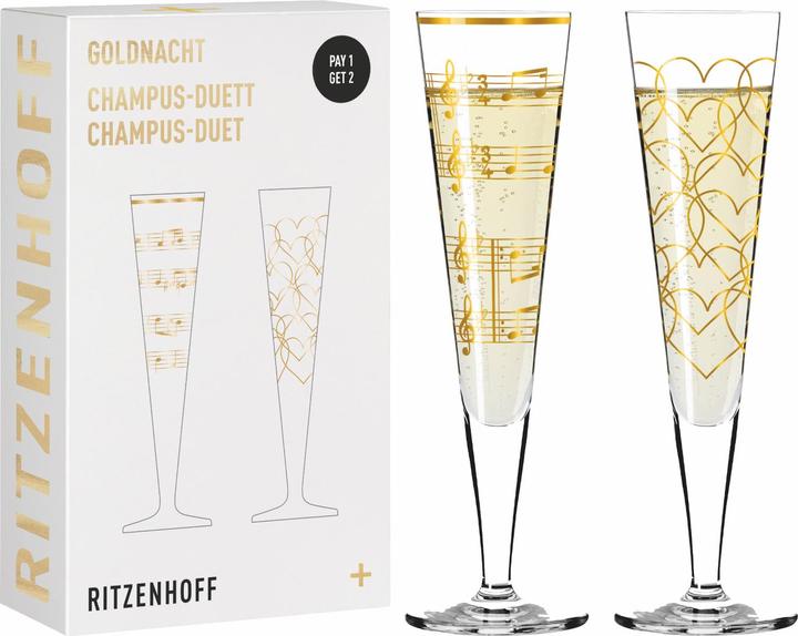 Produktbild Ritzenhoff Champagnergläser Goldnacht (20.50 cl, 2 Gläser, Sektgläser)