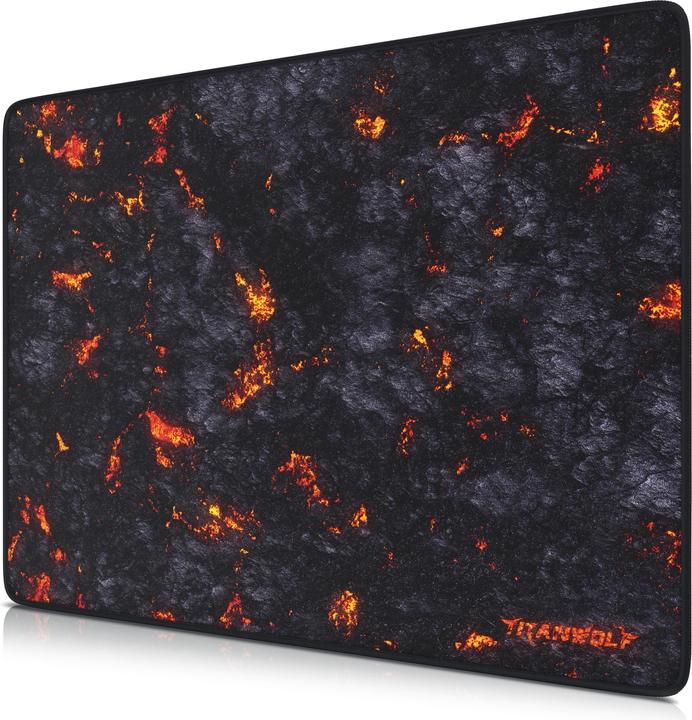 Actual product image Titanwolf Gaming Mouse Pad XL, 440 x 350mm Mouse Pad with Fabric Surface, Rubberised Back, Lava Motif (XL)