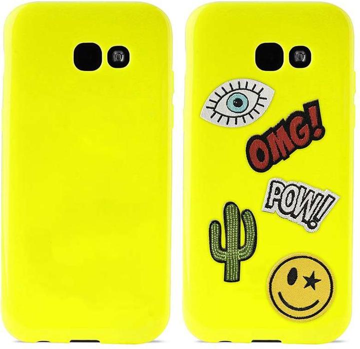 Puro Patch Mania – Samsung Galaxy A3 (2017) Hülle, Set mit 5 Aufklebern (gelb) (Apple iPhone 7, Huawei P9 Lite, Samsung Galaxy A3 (2017), Samsung Galaxy A5 (2017))