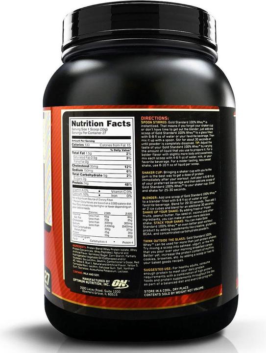 Nutritional values and ingredients Optimum Nutrition 100% Whey Gold Standard (Cookies and Cream, 1 pcs., 908 g)