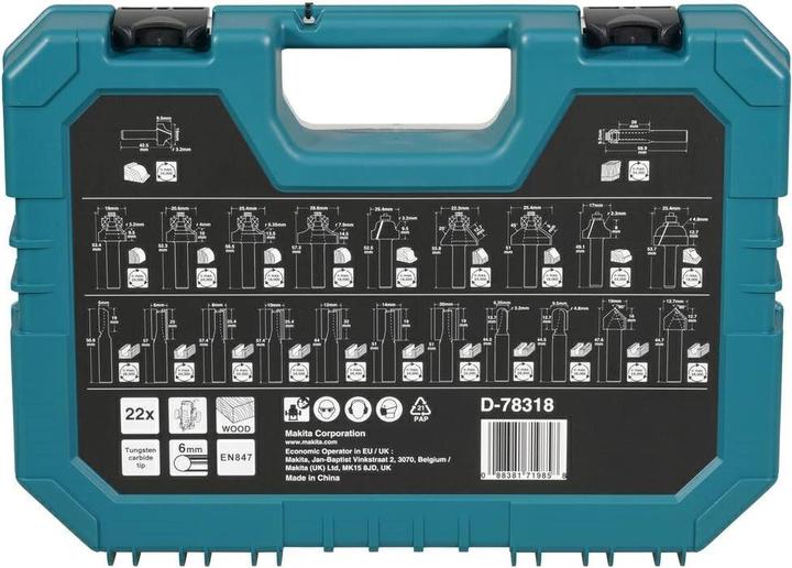 Produktbild GCS MAKITA ZESTAW FREZÓW 22szt. 6mm UNIWERSALNE (6 mm)