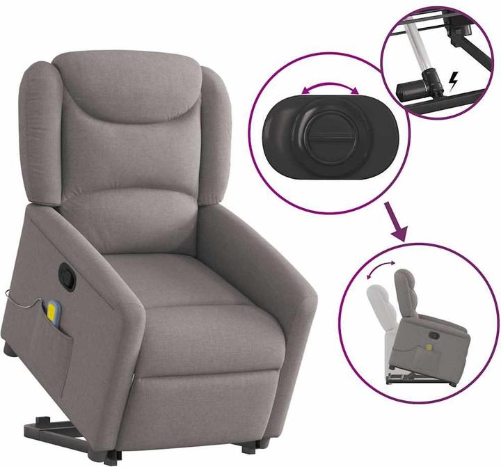 Produktbild VidaXL Massagesessel mit Aufstehhilfe Taupe Stoff