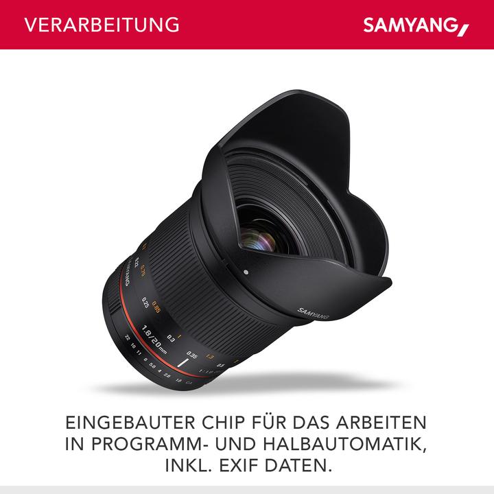 Image du produit Samyang 20mm f/1.8 ED AS UMC - Nikon F (Nikon F, Plein format)