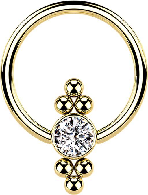 Actual product image Star Piercing Ball Closure Ring Gold Plated Disc Crystal and Balls (Surgical steel 316L, without brass)