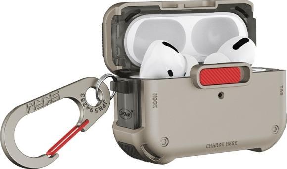 Actual product image Skinarma case Mecha AirPods Pro 2 titanium