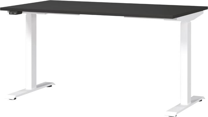 Actual product image Germania JET height-adjustable desk graphite rectangular, T-leg frame white 140.0 x 80.0 cm (140 x 72 cm)