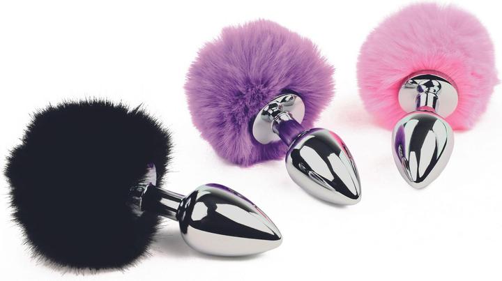 Actual product image FeelzToys Bunny Tails Butt Plug Pink