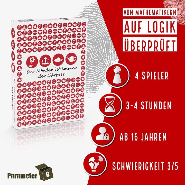 Actual product image Parameter B PARPB001 - Der Mörder ist immer der Gärtner - Krimi-Dinner Spiel, 4 Spieler, 16 Jahren (DE-Ausgabe) (German)