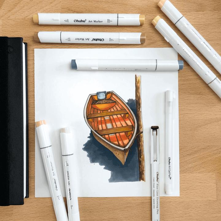 Actual product image Ohuhu Fineliner drawing pens (Black, White, 8 x)