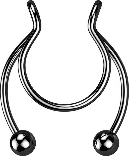 Immagine prodotto Star Piercing Fake Clip schwarz Circular Barbell mit zwei Kugeln (Acciaio chirurgico 316L, 0,8 mm)
