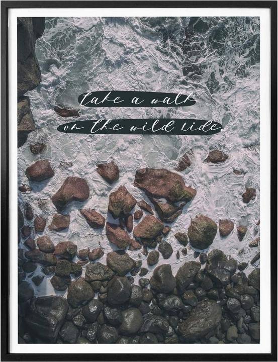 Actual product image Trenddeko Topographic world map - black and white (60 x 80 cm)