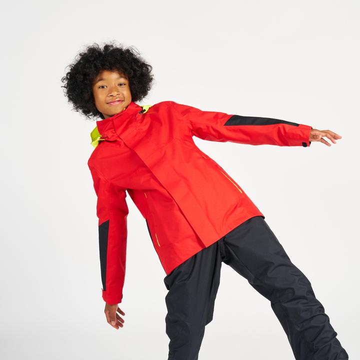 Produktbild Tribord Regenjacke Segeljacke Kinder wasserdicht winddicht - Sailing 300 rot/gelb (10, 11, 12)