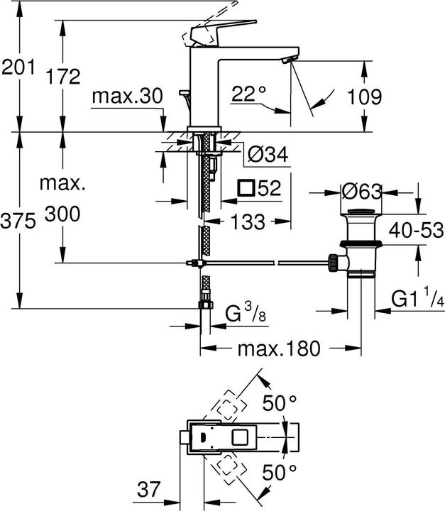 Produktbild Grohe Eurocube Einhand-Waschtischbatterie M-Size
