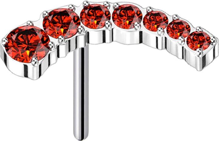Produktbild Star Piercing Threadless silber gebogen sieben absteigende Kristalle rot (Titan G23, ohne Messing)