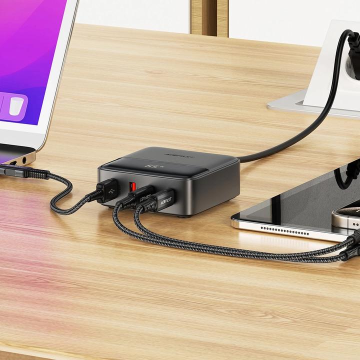 Immagine prodotto Acefast Z6 Charger Network GaN Desktop 2x USB-A / 2x USB-C PD 65W - Nero (65 W)
