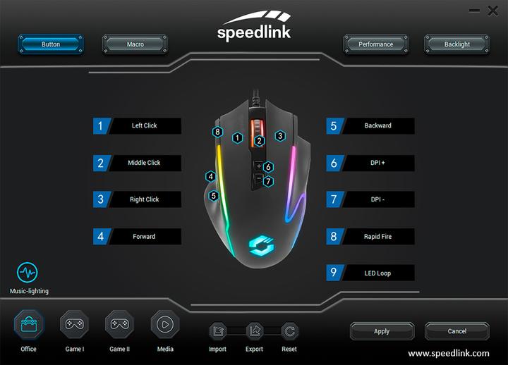 Image du produit Speedlink DECUS NX RGB Gaming Mouse, rubber-black (Filaire)