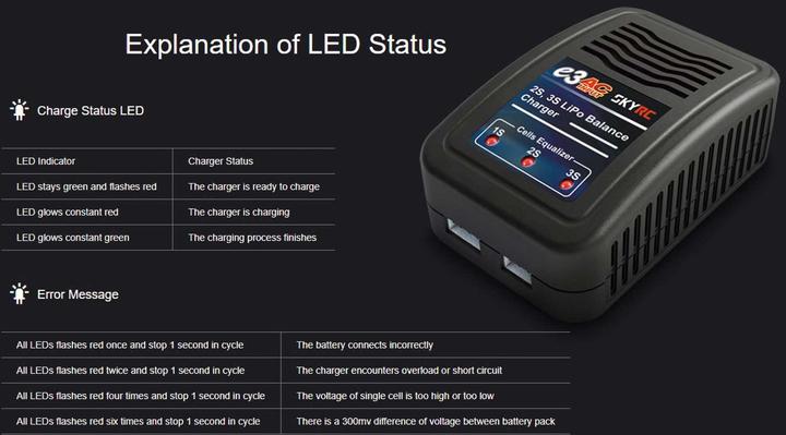 Produktbild SkyRC ladegerät e3 lipo 2-3s 1,2a