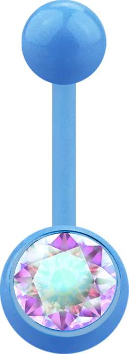 Produktbild Star Piercing Banane hellblau mit Kugel und Kugel Kristall multicolor (Acryl, ohne Messing)